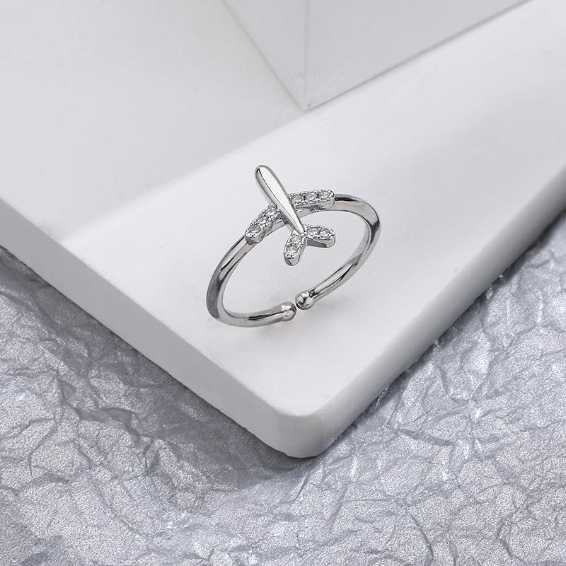 Design Sense Zircon Aircraft Ring Light Luxury Niche Simple Fun Adjustable Bead Set Diamond Index Finger Ring