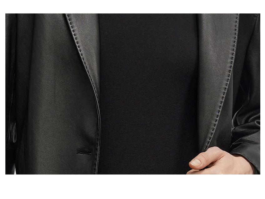 2025 Spring Women's Vintage Mid-Length Genuine Sheepskin Leather Jacket