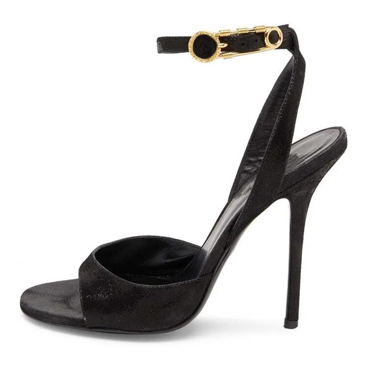 Fashion Summer New Water Diamond Fish Mouth Sexy Sandals Brand 2024 Buckle Hollow Out High Heel Wedding Party Women's Shoes Size 34-43