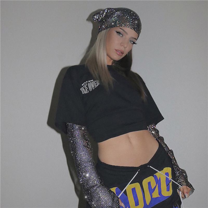 Fashionable punk rhinestone triangle scarf - street style headband