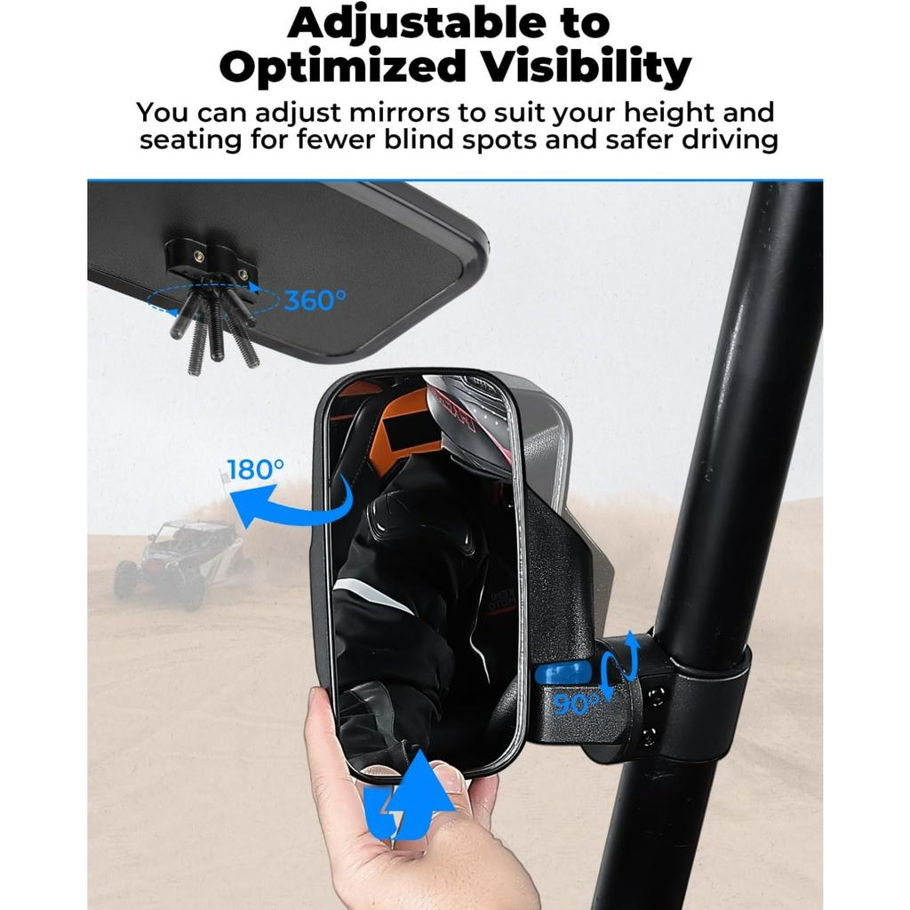Seitenspiegel und Innenspiegel mit Überrollkäfig, Verstellbare Rückspiegel kompatibel mit Polaris RZR, Zforce, Commander Maverick X3