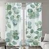 2 Pieces Green Leaf Print Curtains, Polyester Fabric, Machine Washable, Suitable For Bedroom Living Room Decoration