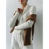 Light Luxury Original Knitted Sweater Jacket Spring And Autumn Womens Elegant Pit Stripe Double Zipper Warm Long Sleeve Jacket