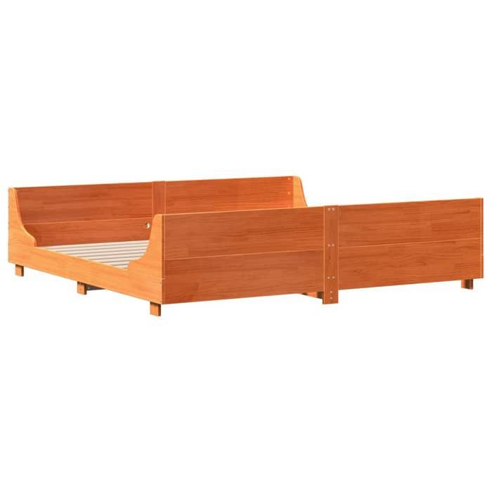 VidaXL Cadre de lit et tête de lit cire marron 180x200 cm bois de pin, lit, mobilier de chambre à coucher, lit en bois, lit 3302275