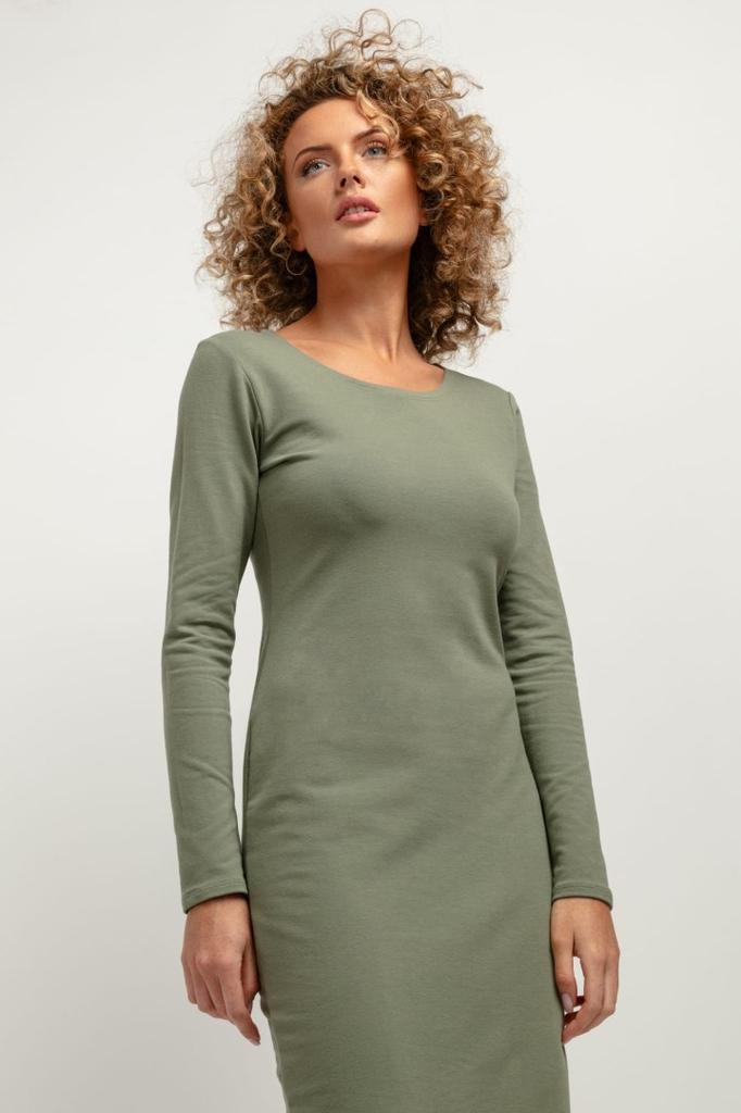 Simple sweatshirt dress T377 light beige