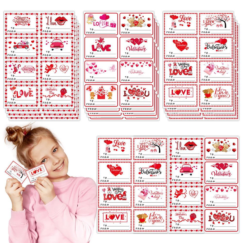 Valentines Gift Day Wrap Labels With Square Selfadhesive Stickers Party For