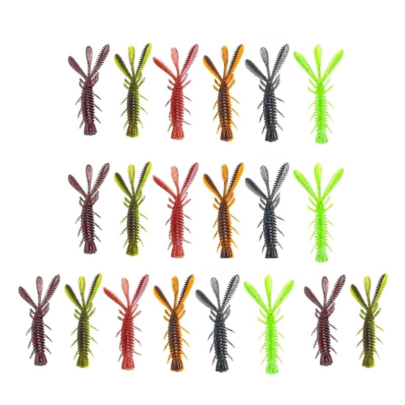 20Pcs Swimbait Lures Jig Soft Lures Shrimp Artificial Shrimp Baits Floating Shrimp Fishing Baits Wobblers for Trout