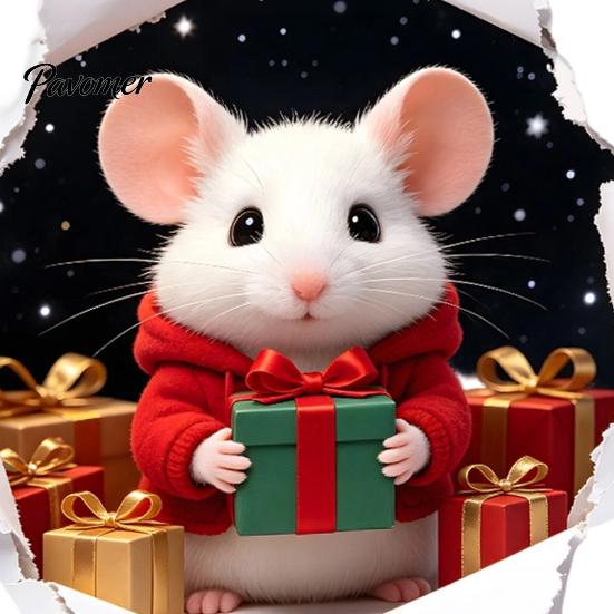 Durable Weatherproof Window Stickers 3D Hole Illusion Christmas Mouse Wall Sticker, Peel And Stick Waterproof PVC Holiday Home Decorations Decal