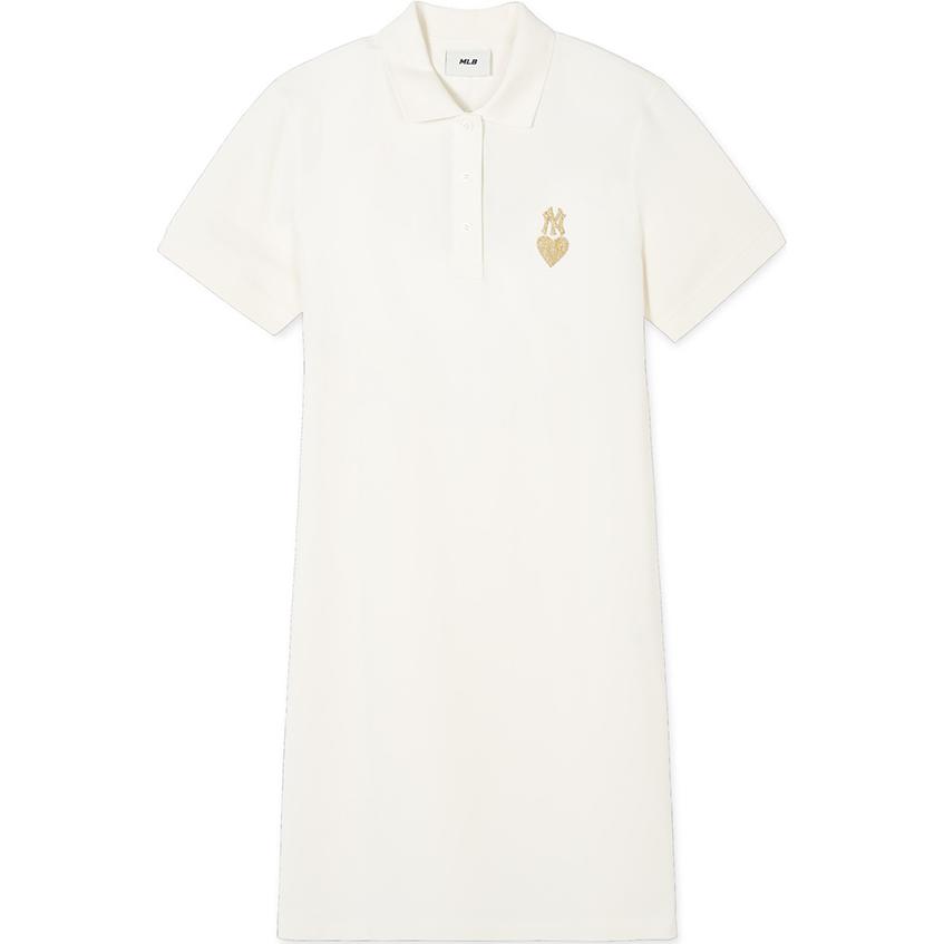 New MLB Short Sleeved Dresses Women's Cream White 3FOPH0143-50CRS