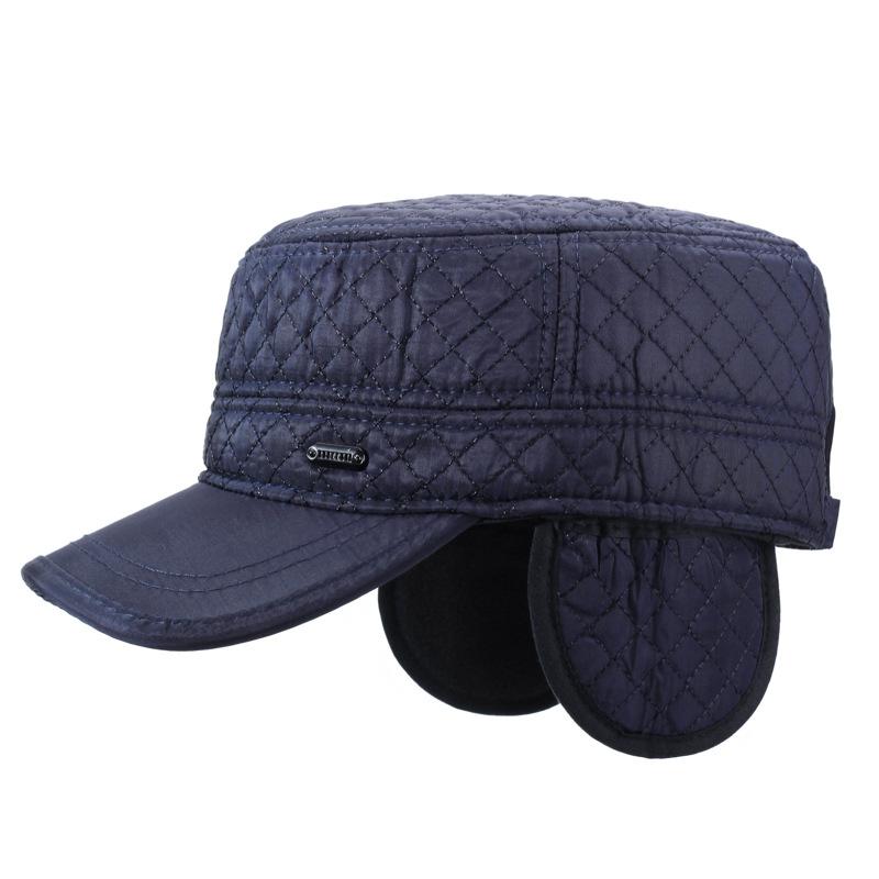 Velvet Thick Rhombus Baseball Cap Middle-Aged Men's Autumn Winter Warm Ear Protection Flat Cap Outdoor Cap