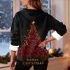 Women's Casual Fashion Plus Velvet Thickened Christmas Print Hooded Sweatshirt