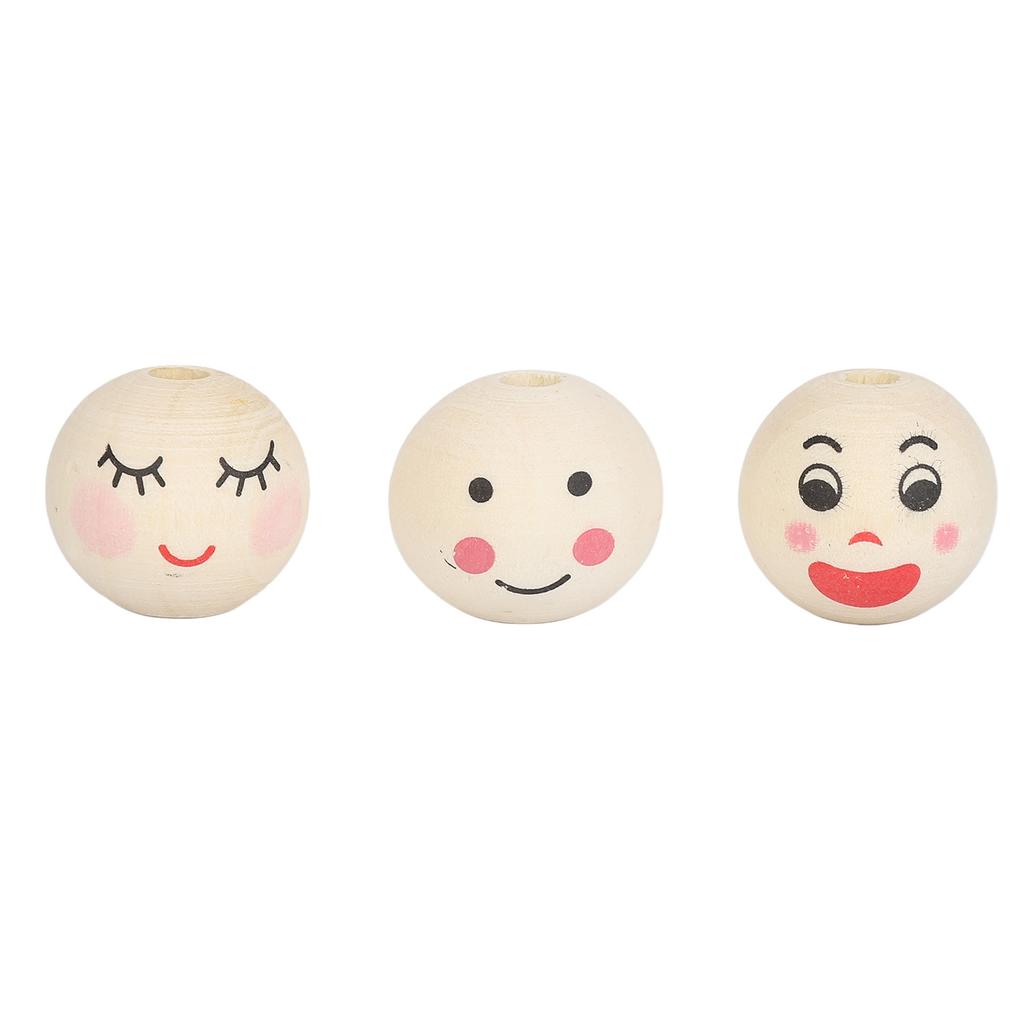 60pcs Printed Round Wooden Bead 20mm DIY Wooden Craft Bead with Large Hole for Necklace