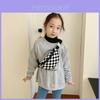 Stylish Black Green Pink And Blue Canvas Children's Chest Bag With Checkerboard Design Ideal For Everyday Use