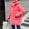 BITCED Women's Mid-Length Winter Waist-Defining Thickened Cotton Coat, Padded Jacket