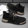 Mens Slip-On Loafer Driving Shoes Black Rubber Sole Breathable Canvas Casual Work Sneakers