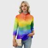Haut T-shirt Décontracté pour Femme à Imprimé Floral, Col en V, Manches 3/4, Bouton Décoratif