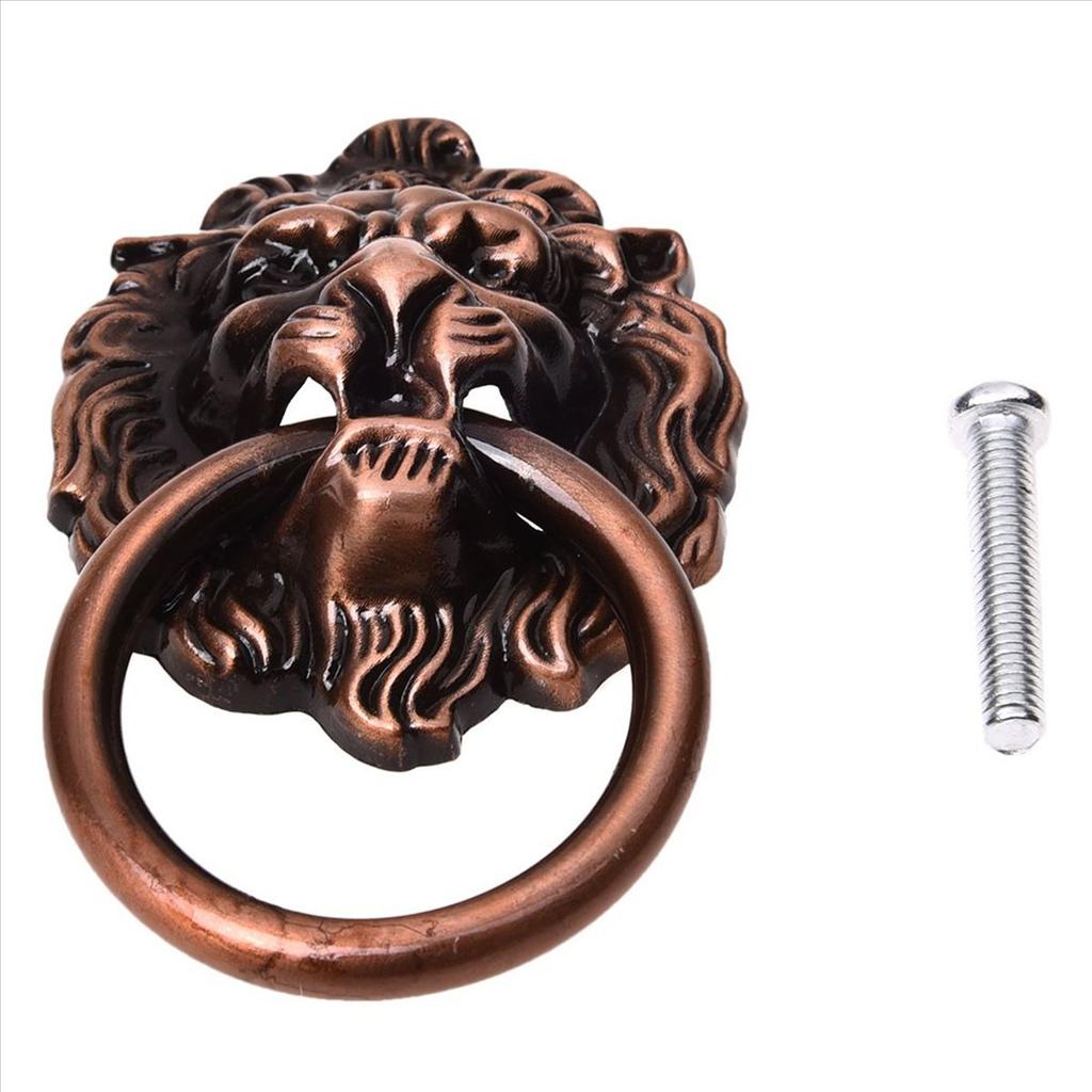 ABUL-3X Antique Style Copper Tone Metal Lion Head Shaped Drawer Pull Handle 2.5 Inch