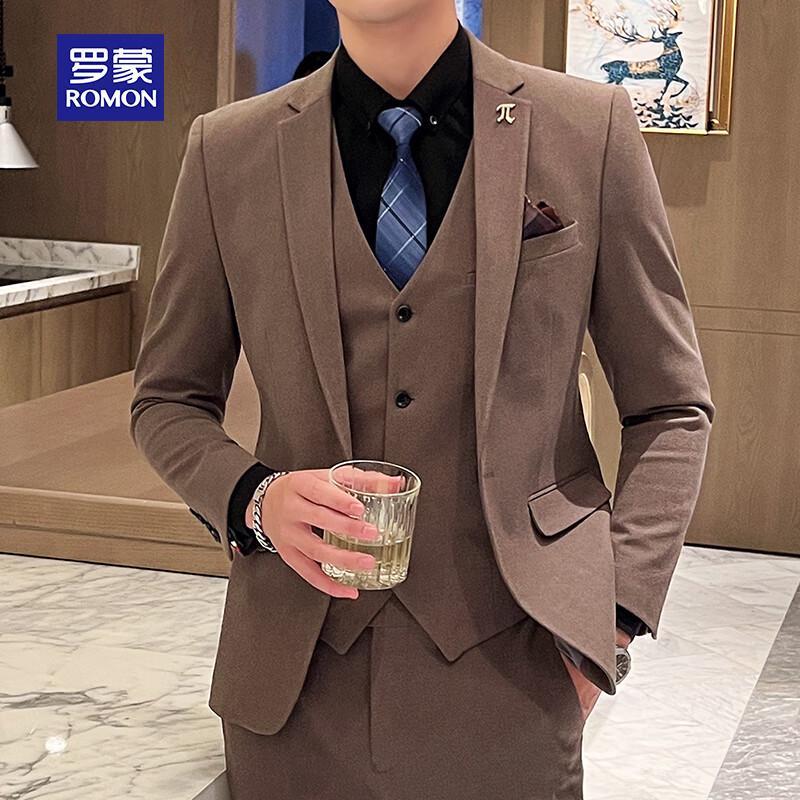 ROMON Men's Slim-Fit Business Formal Suit