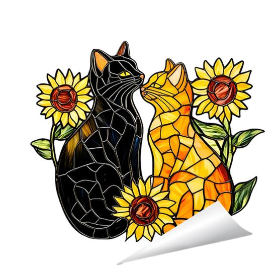 Spring Window Cling Stained Glass Floral Birds Butterflies Decorative Sticker Reusable Static Glass Decal