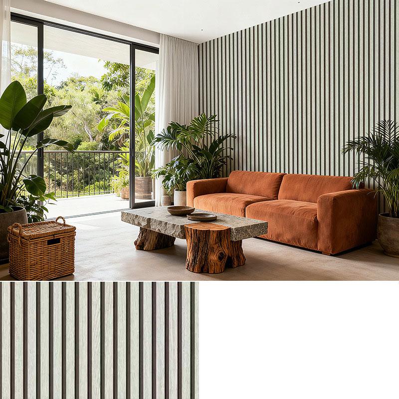 Self Adhesive Grille Wallpaper3D Fluted Wall Panel Sticker, Peel and Stick PVC Wallpaper for Living Room TV Background, Bedroom Wall Decor