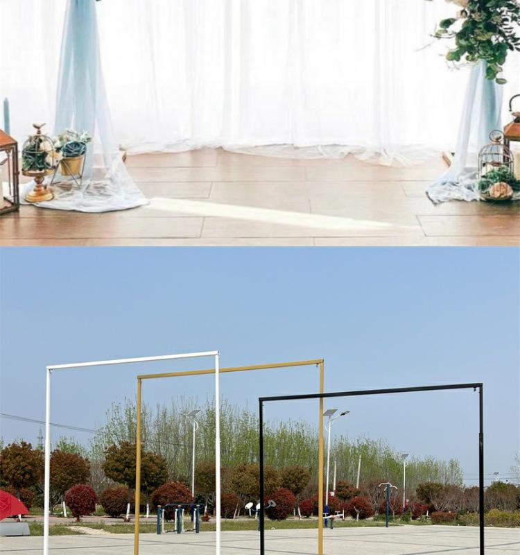 Golden Telescopic Wrought Iron Wedding Arch Stand for Stage Decoration