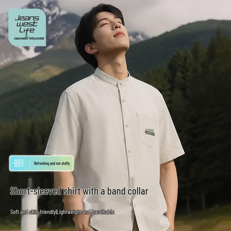 JEANSWEST LIFE Men s Retro Henley Short Sleeve Shirt M