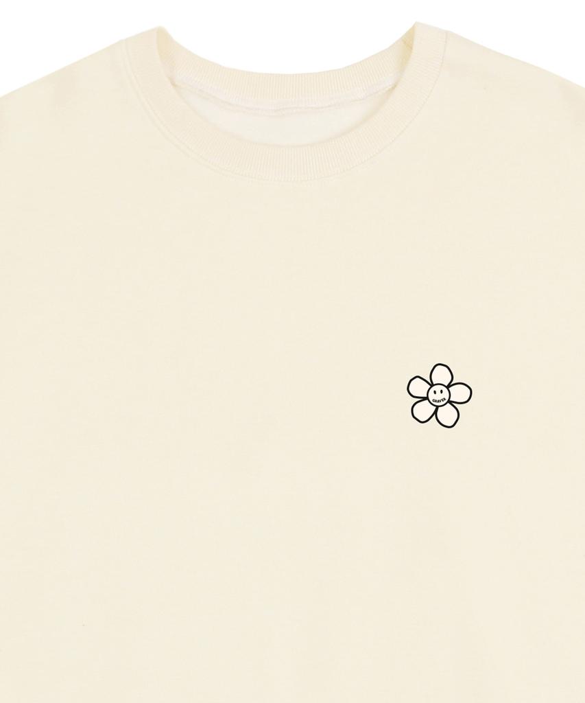 GRAVER [Unisex] Line Flower Dot Logo Smile Sweatshirt_Cream