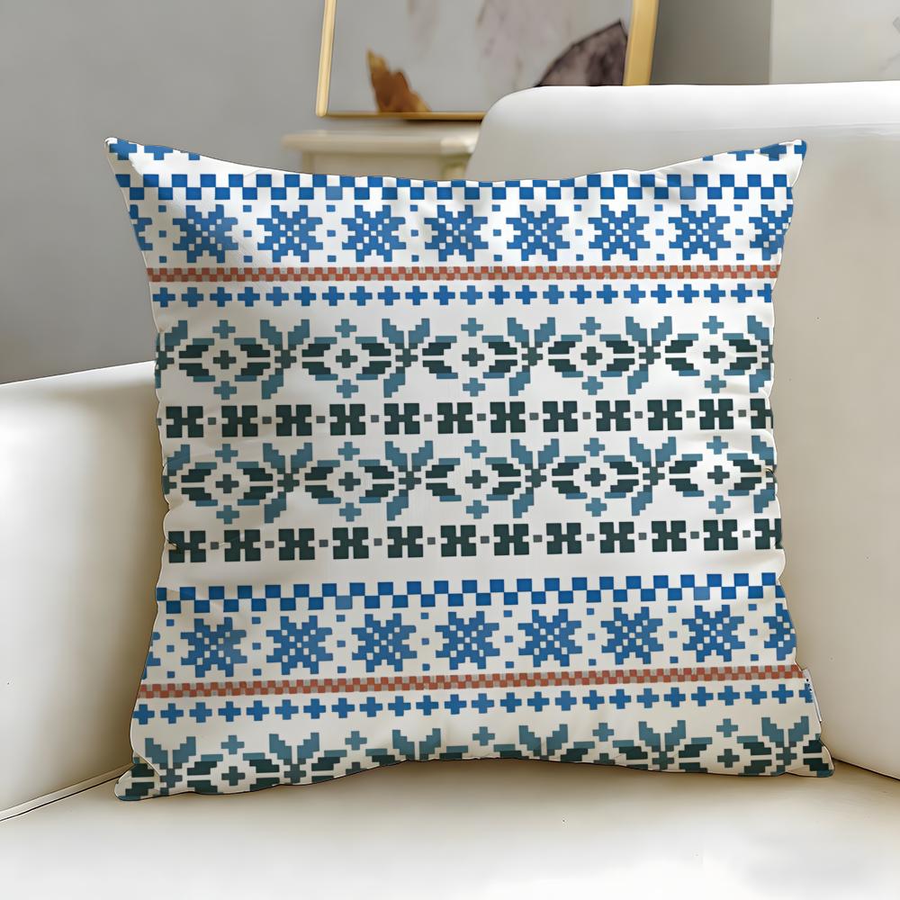 Fair Isle Muster Kissenbezug Weich Leicht zu Waschen Kissenhülle Vielseitig für Sofa Bett Reise und Büro