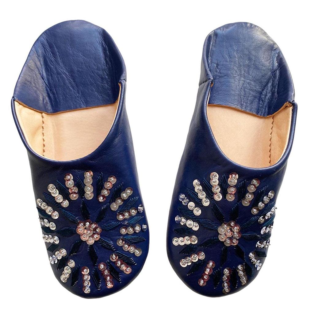 Sequined Babouche Bag Twilight Blue L [dear Morocco] // // (24.5 cm)