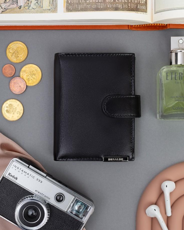 Carteira de Couro Masculina RM-06L-BCF-BP-9564 Preta