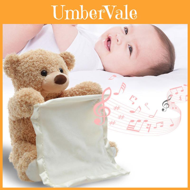 Niedlicher, sprechender Teddybär, 35 cm groß, wiederaufladbar, scheues Gesicht, batteriebetrieben