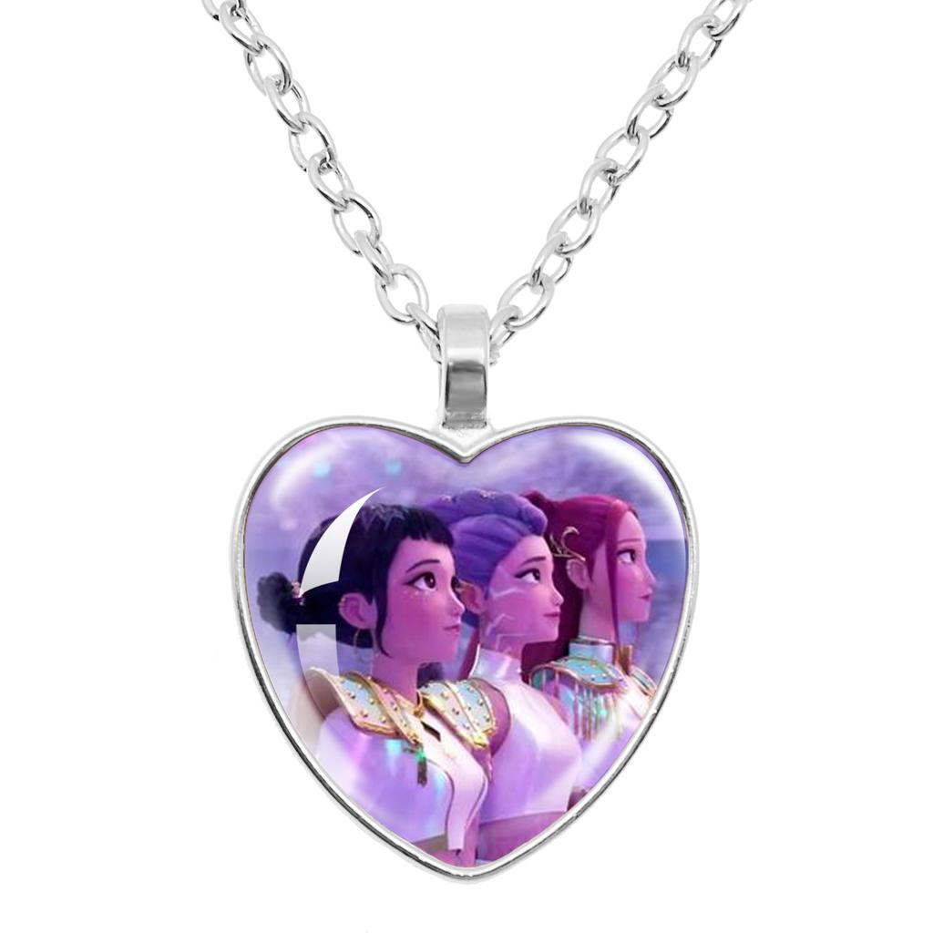 KPop Dämonenjäger Anime niedliche Halskette Kinder Modeschmuck Accessoires Edelstein Pfirsichherz Halskette Mädchen Urlaubsgeschenk