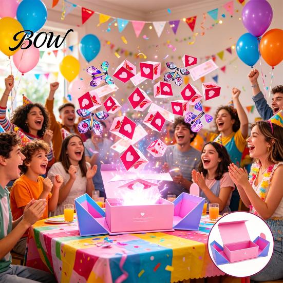 Photo Gift Box Explosion for Money Valentine's Day Pop-Up Cash Handmade Holder DIY Folding Bounce Birthday Anniversary