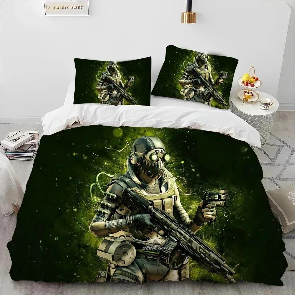 A-Apex Legends Game Gamer Cartoon Dekbed Beddengoed Set Dekbedovertrek Bed Set Dekbedovertrek Kussensloopking Queen Size Beddengoed Set