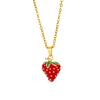 New Sweet and Cute Dripping Oil Strawberry Cherry Titanium Steel Necklace Female Simple Versatile Fruit Series Collarbone Chain