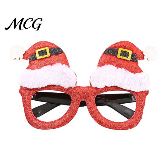 Glitter Christmas Glasses Glasses, Holiday Party Frames, Santa Hat 3D Tree Snowman Bear Funny Eyeglasses for Favors Kids And Adult