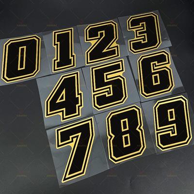2pcs Motorcycles Gold Number 0-9 Stickers Waterproof for Motorcycle Fairing Helmet Car Windows Trunk Universal Vinyl Decals