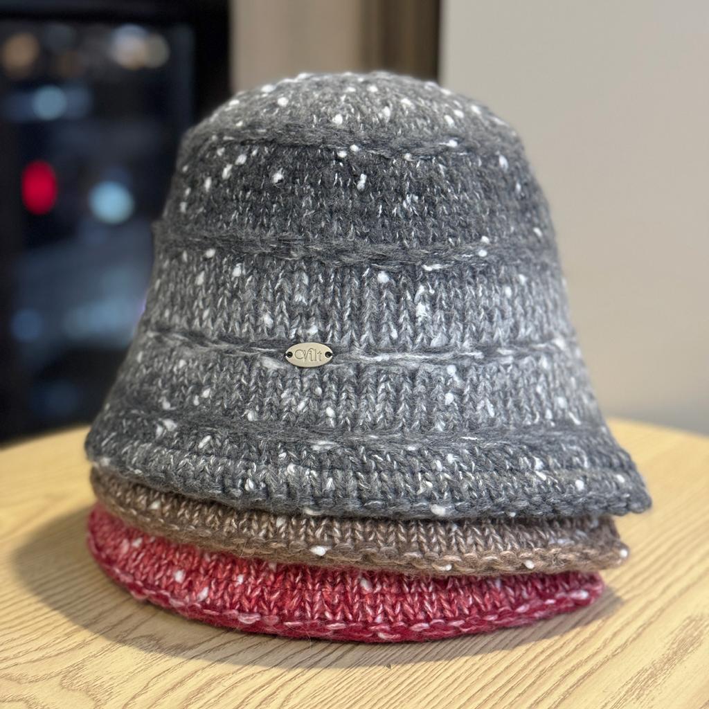 Autumn and Winter Gradient Knitted Fisherman's Hat for Women with Wide Brim Small Face Cold Protection Ear Protection Trendy Hat