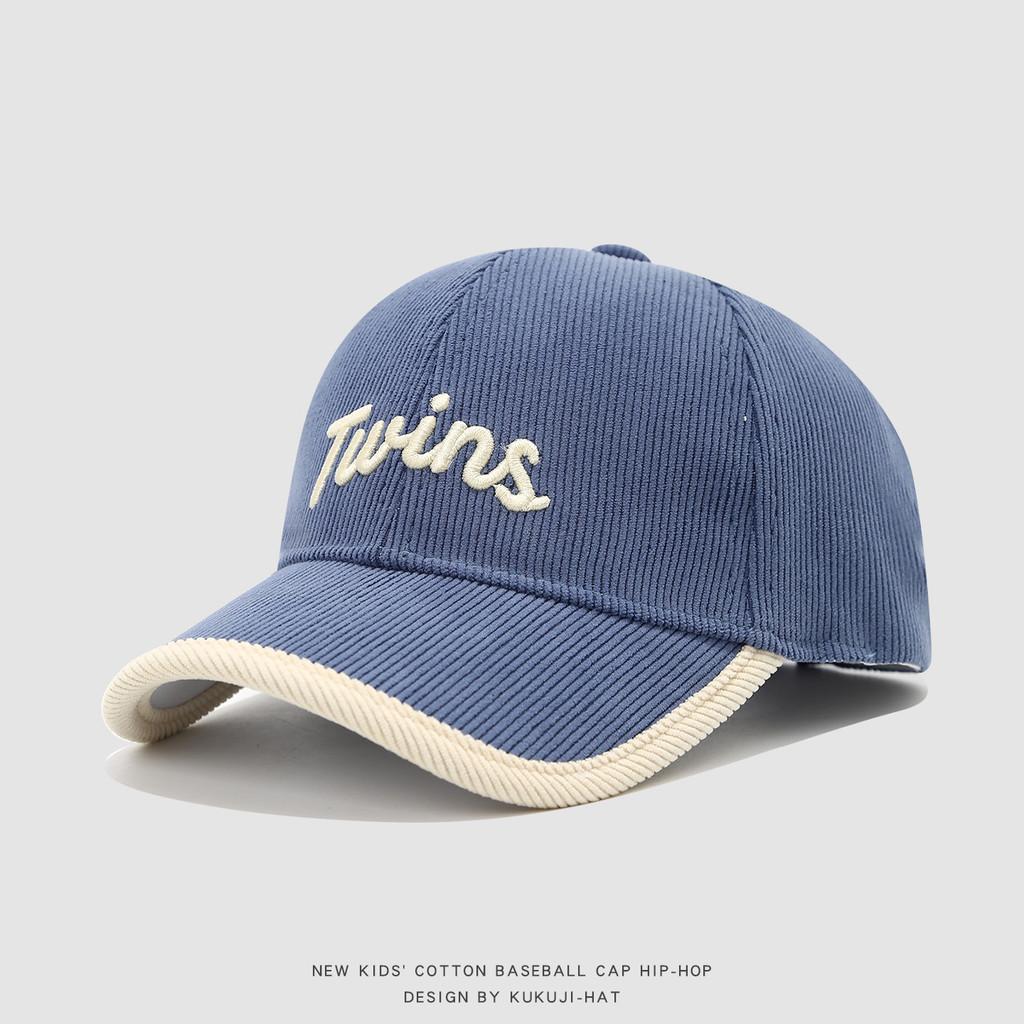 Children Corduroy Cap With Embroidered Letters For Autumn Winter Warmth And Sun Protection
