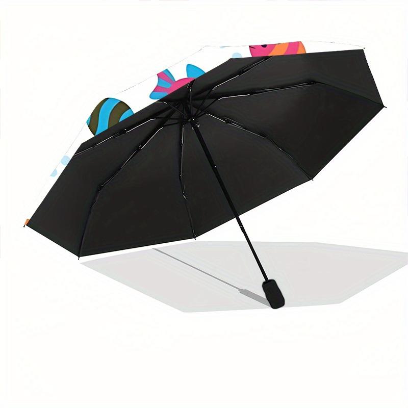 1pc Fish Pattern Automatic Opening/Closing Folding Umbrella with 25 Ribs, Plastic Handle, Windproof Portable Sunshade Umbrella y250726065