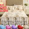 3PC Printed Bed Skirt Set 1Bed Skirt+2Pillowcases Floral Lace Bed Skirt Breathable Soft Bed Cover Bedding Set 360 ° Anti Slip Mattress Protector Cover