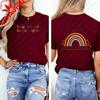 Big Fan of HuUnisex Rights Graphic TShirt Retro Rainbow Print On Front Back Crew Neck Short Sleeve Tee for Unisex Unisex Tops