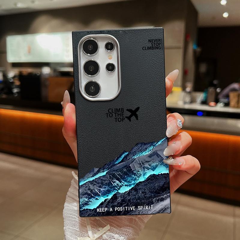 

Чехол из ТПУ с текстурой кожи и принтом «Самолет и горы» для Samsung S25 S24 FE S23 Ultra S22 A56 A36 A16 A15 A55, противоударный, мягкий, матовый чехол для телефона Samsung A54