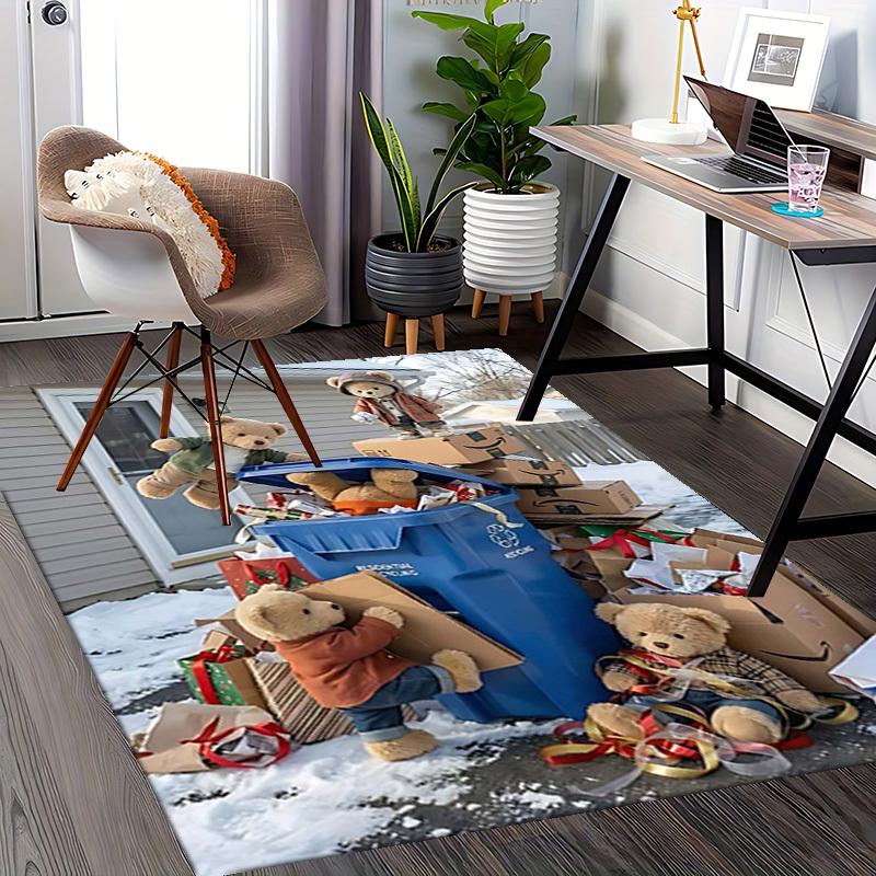 1pc Teddy Bear Christmas Gift: Anime Cartoon Design Office Chair Mat - Non-Slip Carpet for Home Decor, Living Room, Bedroom, Game Room & Dormitory.C00