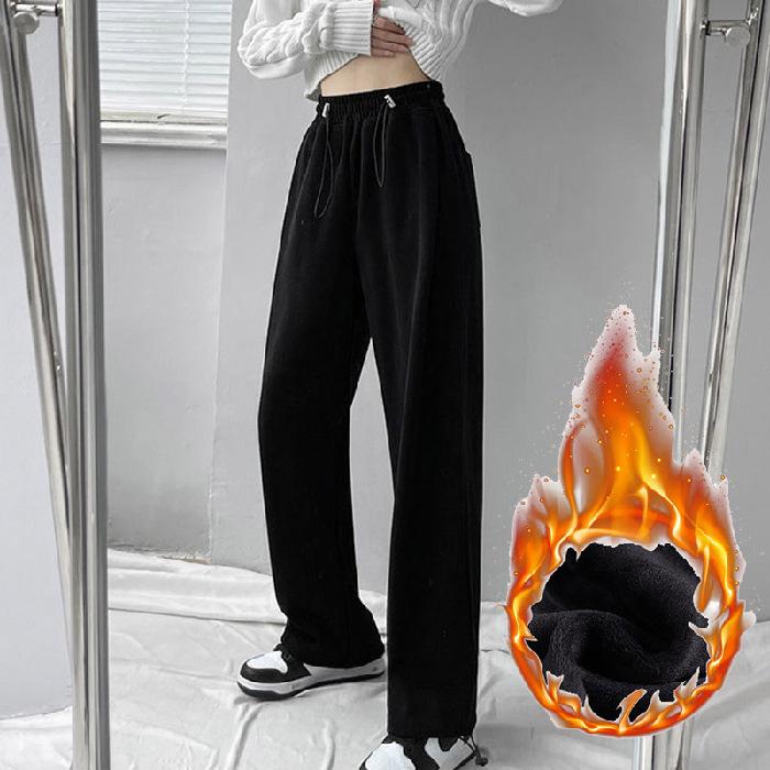 

Зимние теплые спортивные штаны для женщин с высокой талией, спортивные брюки из бархата с широкими штанинами, женские спортивные штаны, осенние флисовые спортивные штаны для женщин XXL