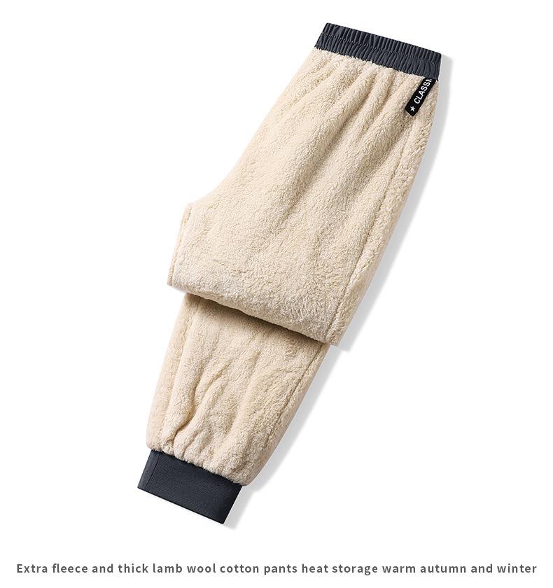Unisex Winter Lambswool Fleece-Lined Pants: Plus Size, Thick, Cold-Resistant, Warm, Windproof, Customizable Logo