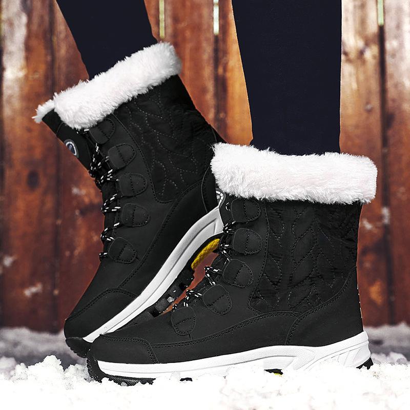 Winter waterproof cotton shoes black cold-proof boots women's outdoor piled thickened warm snow boots women's shoes batch