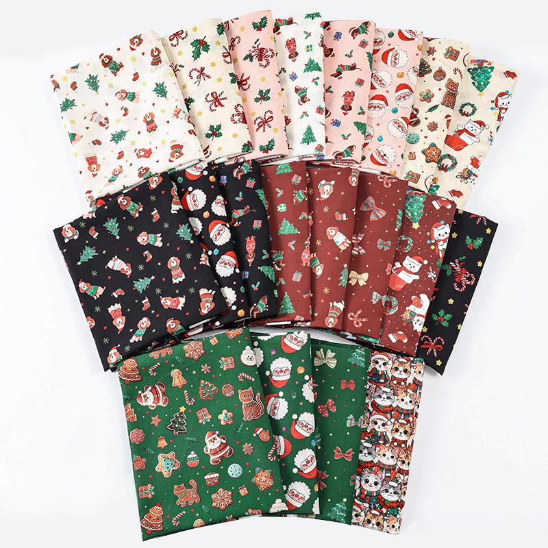 0.5m/1m/5m Red Cartoon Christmas Printed Fabric for Tablecloths Sofa Cover Apron Curtains Christmas Decorative Cloth DIY Fabrics