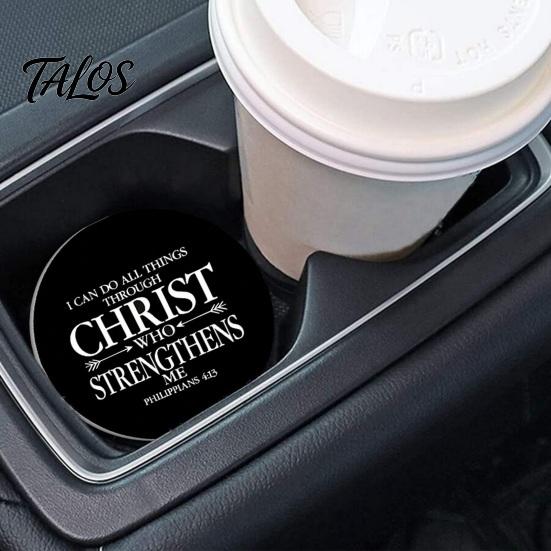 Talos 2PCS Car Coasters, Decorative Silicone Non-Slip Auto Accessories, Reusable Stain-Resistant Thermal Pads, for Home Bar Kitchen
