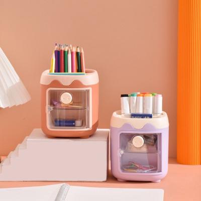 Plastic Pen Holder Multifunctional Pen Container Cute Desktop Organizer  Students